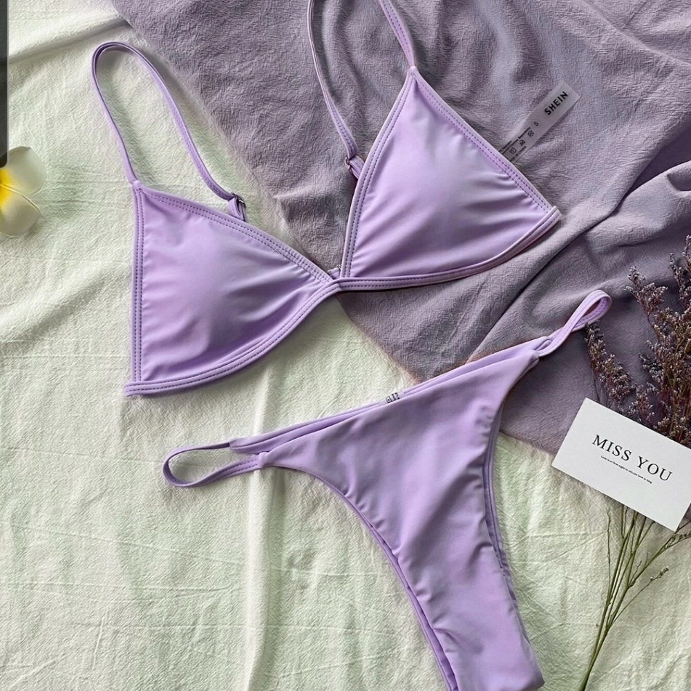 Lavender triangle bikini set
